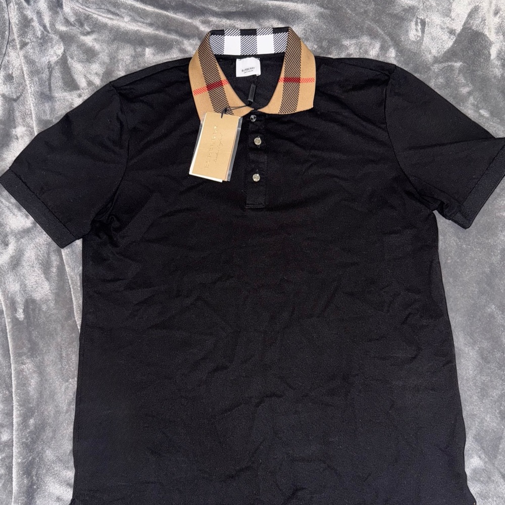 Burberry Check Collar Cotton Polo Shirt